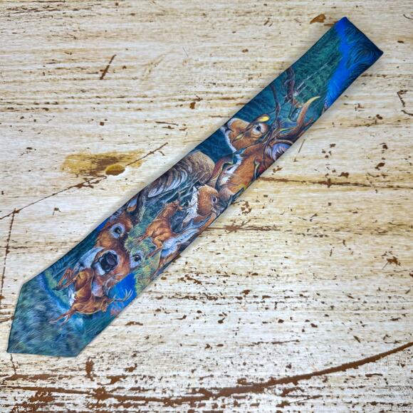 Ralph Marlin Deer Hunting Woods Vintage 1988 Neck Tie One Size - Picture 1 of 8